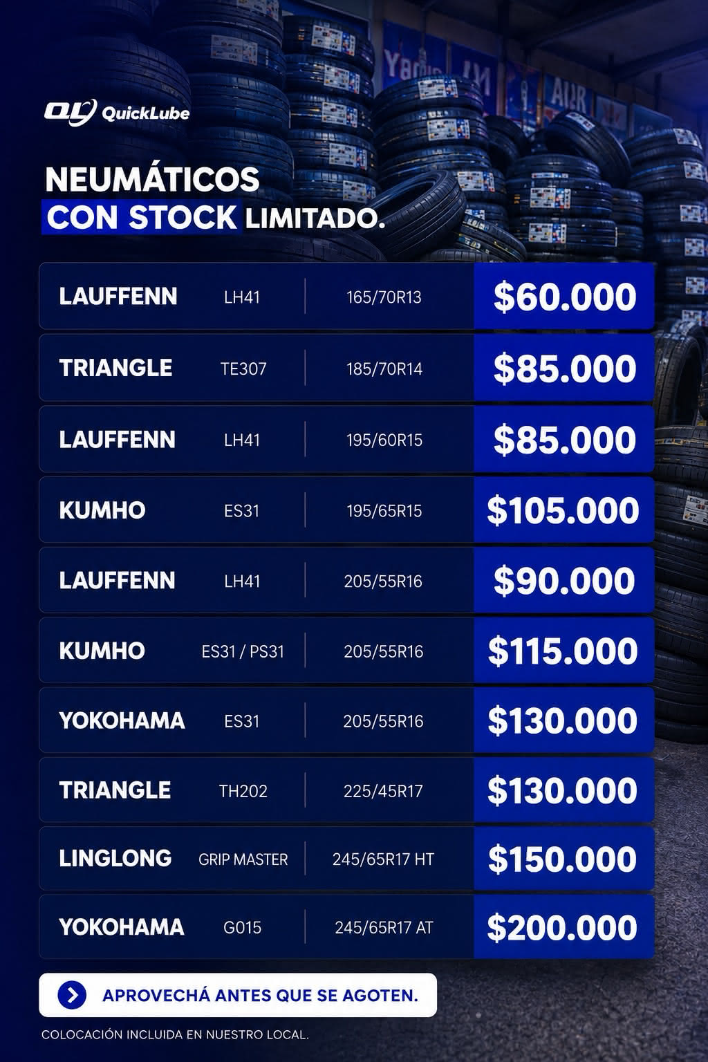 precio de neumaticos en mendoza